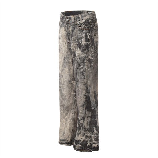 Title 13, Mens Camouflage Tie-dye Splash-ink Denim Strai...