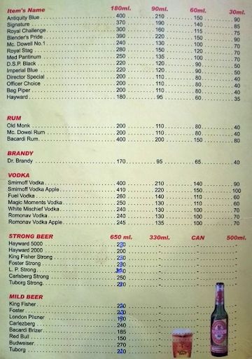 Sai Jyot Bar & Restaurant menu 