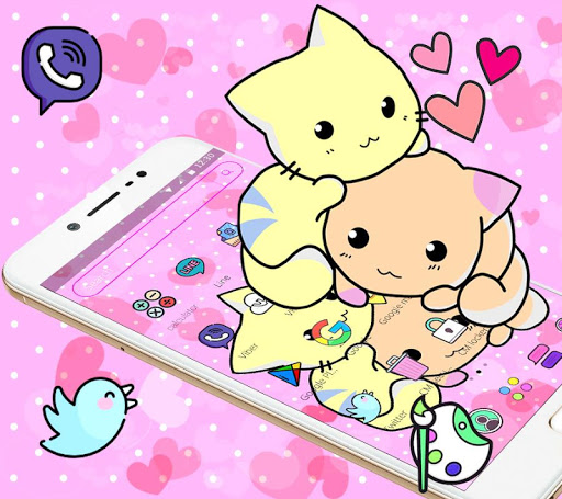 Cute Cartoon Pink Cat Theme ?