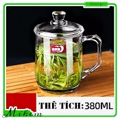 Ly Thủy Tinh Có Nắp Thủy Tinh Cao Cấp 380Ml - Tách Thủy Tinh Dày Chịu Nhiệt, Ly Làm Quà Tặng Sang Trọng