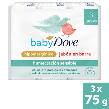 Jabón Dove Baby Corporal Tocador Humectación Sensible x 3 und x 75 gr  