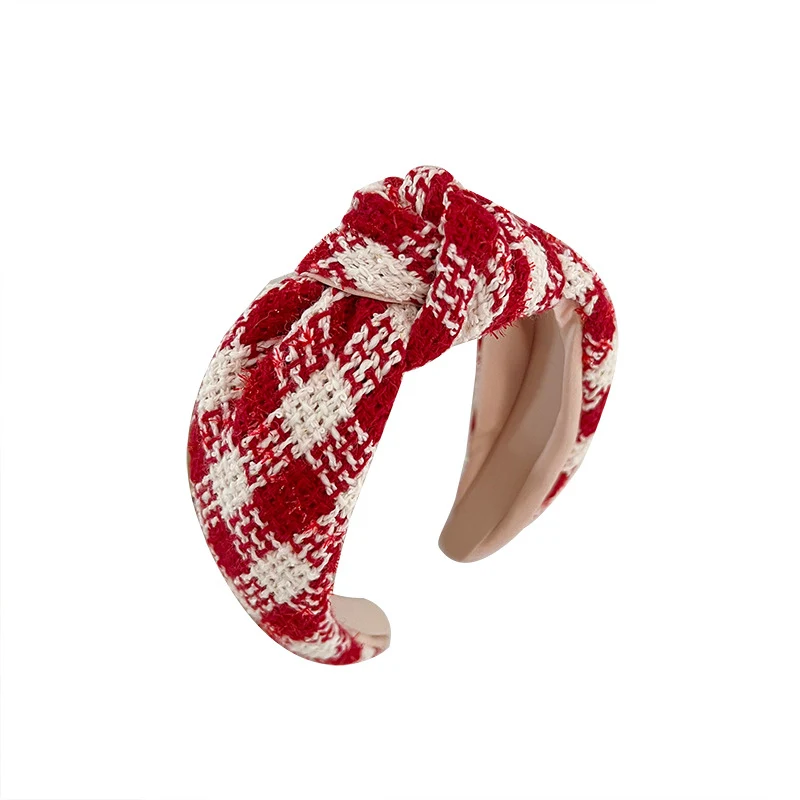 Christmas Red Series Wide Brim Hair Pressing Headband with Knot in the Middle, perfect for festive hairstyles