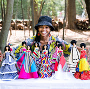 Mmule Ramothibe Ka Pityana with her Nandikwa Simply Beautiful dolls.
