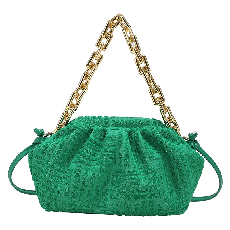 One Shoulder Chain Pleated Cloud Bag Stilvolle Clutch für Damen mit Raffungen, Kettenriemen, ideal für Abend, Party, oder besondere Anlässe