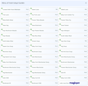 Hotel Udupi Garden menu 