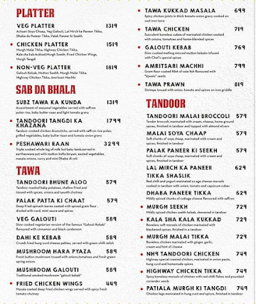 Semi Dhaba menu 