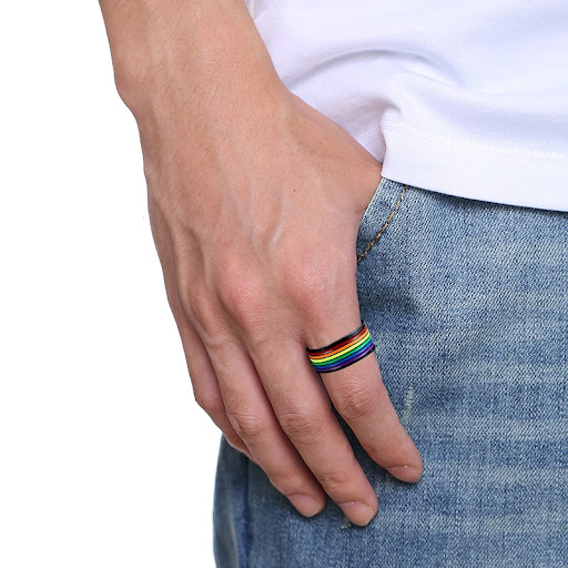 Title 1, Rainbow stainless steel mens ring Express your...