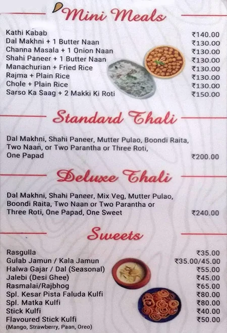 Bengal Sweet Corner menu 