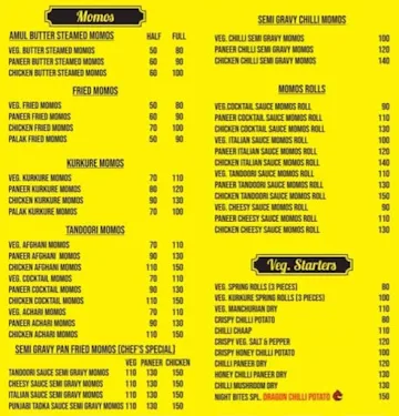 Night Bites menu 