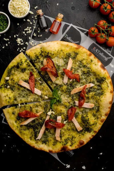 Pesto Chicken Sundried Tomato Pizza Napoli