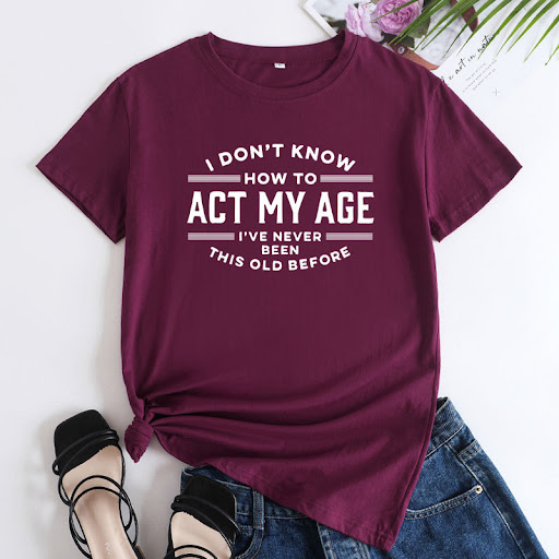 Title 22, Womens letter print cotton round neck short sl...