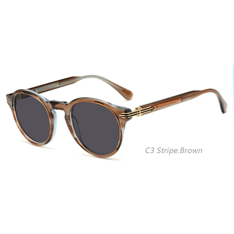 Gafas de sol redondas retro japonesas para hombre, protección UV. Estilo vintage con montura de tela. Ideal para un look moderno y protección ocular.