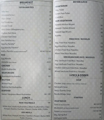 The Vellore Kitchen menu 