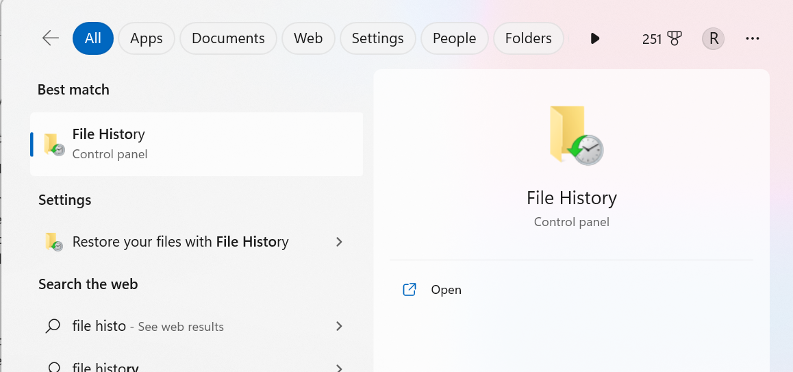 Restore deleted videos using File History on Windows 10 and 11