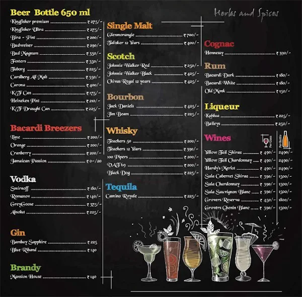 Herbs & Spices menu 