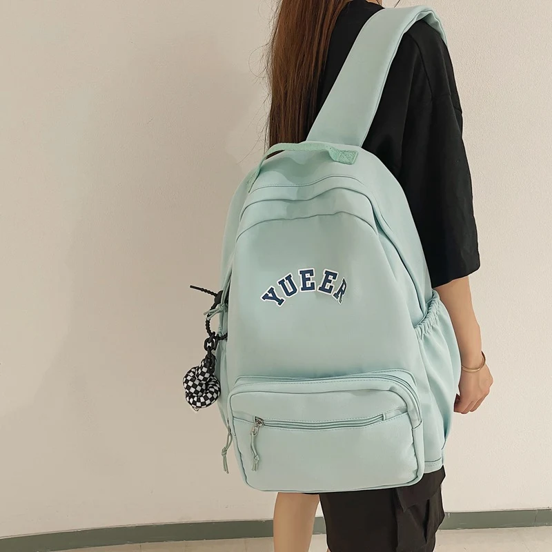 Eenvoudige rugzakken schooltassen voor meisjes, nylon tas voor vrouwen, lichtgewicht en praktisch voor school en dagelijks gebruik