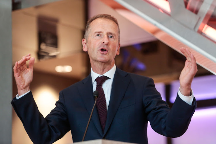 Herbert Diess, Volkswagen president, attends a press conference in Barcelona, Spain, in September 2020.