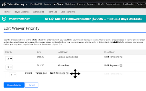 Yahoo Fantasy Waivers