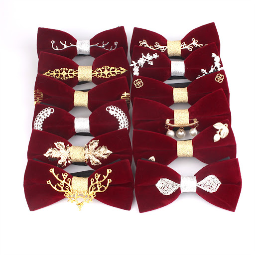 Title 35, Festive Wedding Red Mens Polyester Silk Bow Ti...