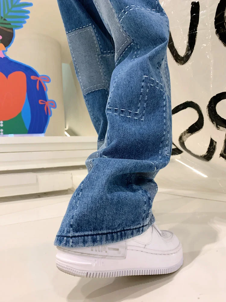 Title 1, Jeans retrò da donna a gamba larga in denim, pe...