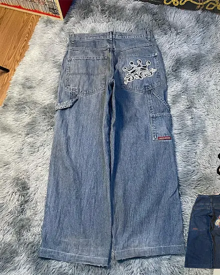 JNCO Wide Leg Jeans Streetwear Men Y2K Retro Hip Hop Hara... - 1