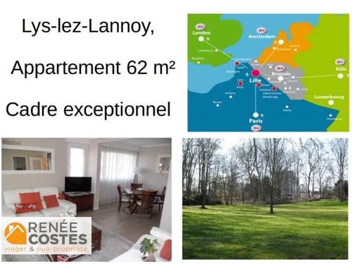 Vente viager 3 pièces 62 m² à Lys-lez-Lannoy (59390), 76 150 €