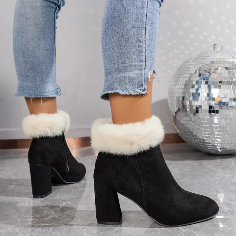 Title 8, Nieuwe Plaid Print Pluche Enkelboots Wintermode...