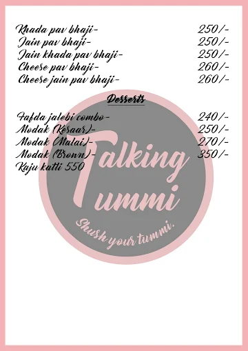 Talking Tummi menu 