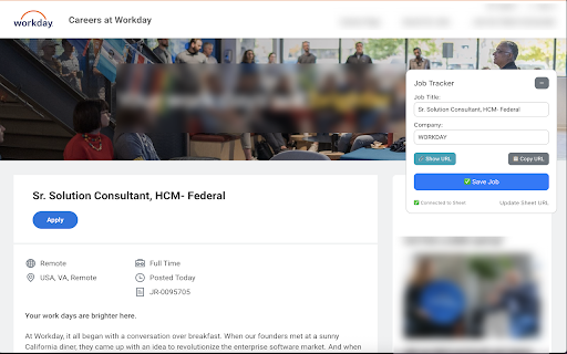 Job Tracker: Save job applications to Google Sheets