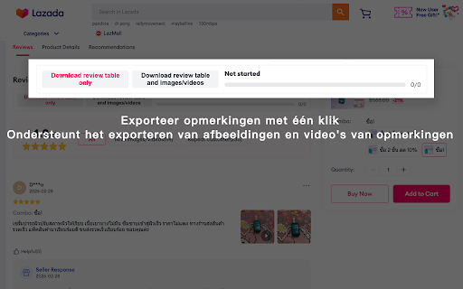 Lazada Recensie Export - Beoordelingen, Foto's, Video's, Excel Assistent