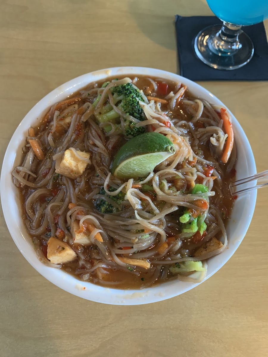 Sweet and Spicy Veggie Soba with Chicken and buckwheat noodles.