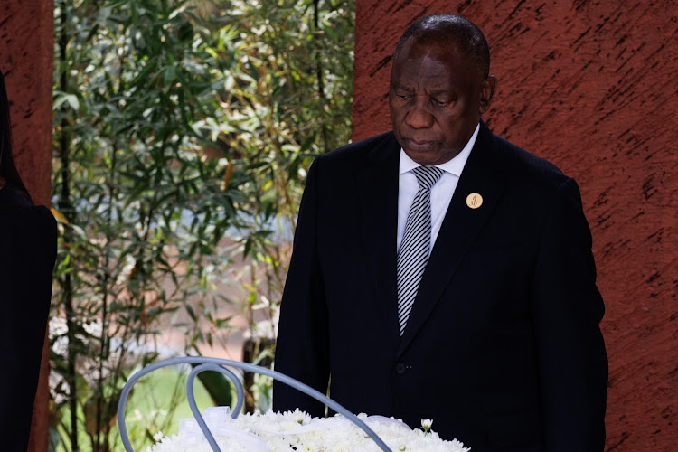 President Cyril Ramaphosa before the start of 100 days of remembrance as Rwanda commemorates the 30th anniversary of the Tutsi genocide on April 7 2024 in Kigali. Picture: GETTY IMAGES/LUKE DRAY