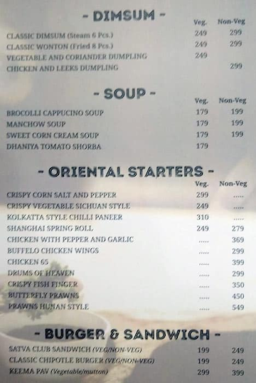 Hotel Sky menu 