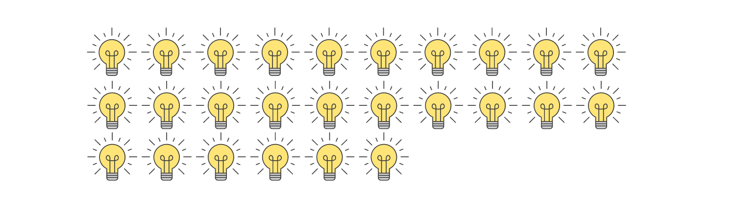 graphic showing 26 light bulbs