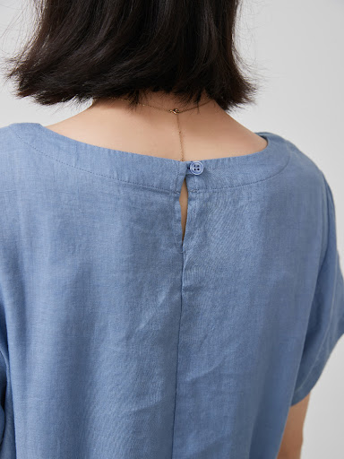 Title 9, Linen Simple Artistic Commuter Short Sleeve Tem...