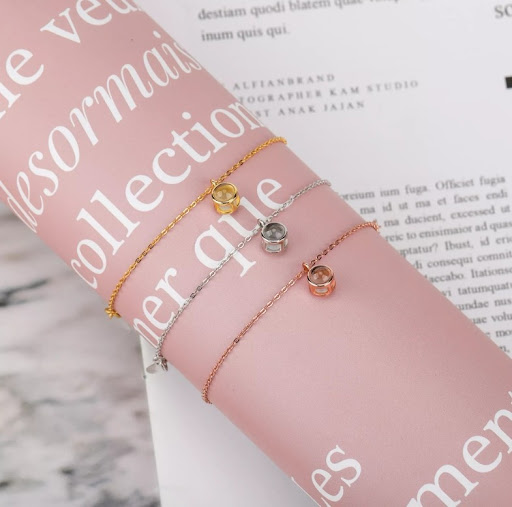 Title 7, 925 Silver O-shaped Plain Chain Couple Bracelet...
