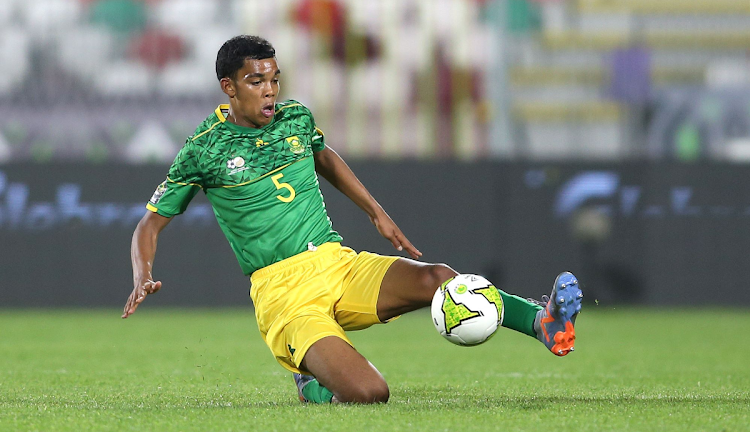 Amajimbos centre-back Waylon Renecke during the 2023 U17 African Cup of Nations match between Morocco and South Africa at the Mohamed Hamlaoui Stadium in Constantine, Algeria on April 30.