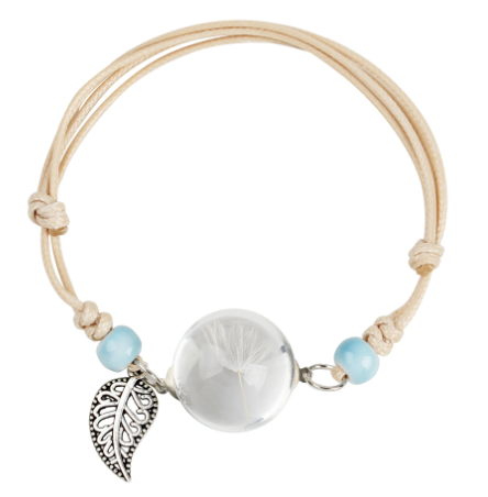 Title 5, Bracelet boule de verre avec fleurs séchées de ...