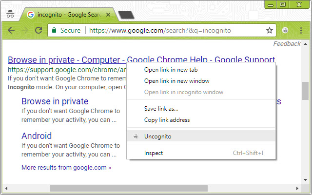 Uncognito chrome extension