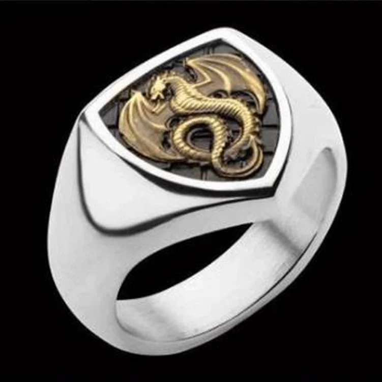 Nouvelle bague dominante en forme de dragon occidental pour homme. Affirmez votre style avec ce bijou audacieux et unique qui incarne la force.