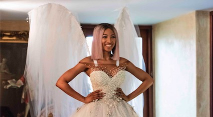 Enhle Mbali got to be a bride again - wedding dress and all.