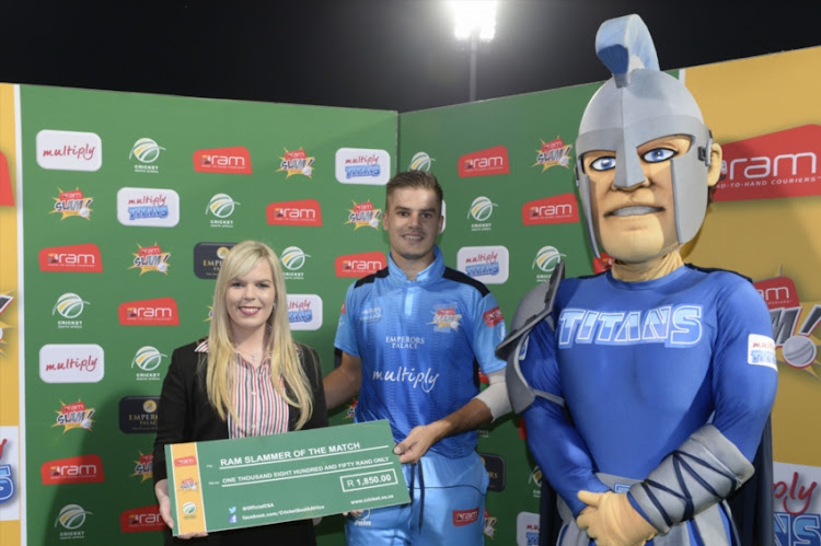 Ram Slammer of the match, Aiden Markram of the Titans during the RAM SLAM T20 Challenge, Semi Final match between Multiply Titans and Warriors at SuperSport Park on December 13, 2017 in Pretoria, South Africa.