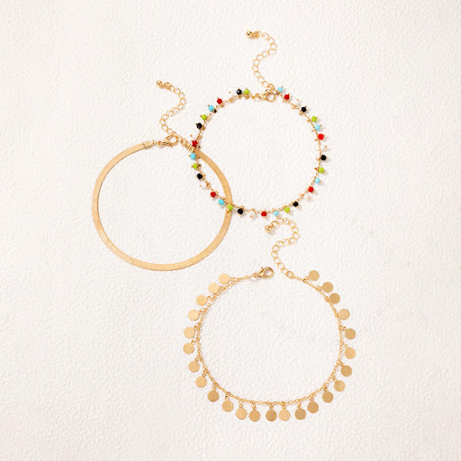 Title 4, Colorful Beaded Star Three Layer Anklet, a vibr...