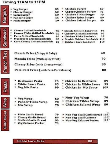 Pizza Express menu 