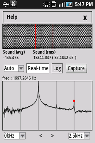 Sound analyzer Screen 1