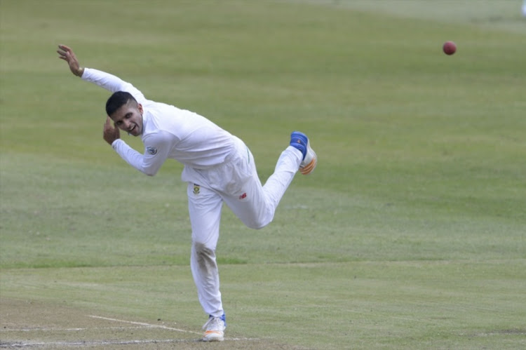 Keshav Maharaj of the Proteas during day 1 of the 1st Sunfoil Test match between South Africa and Australia at Sahara Stadium Kingsmead on March 01, 2018 in Durban.