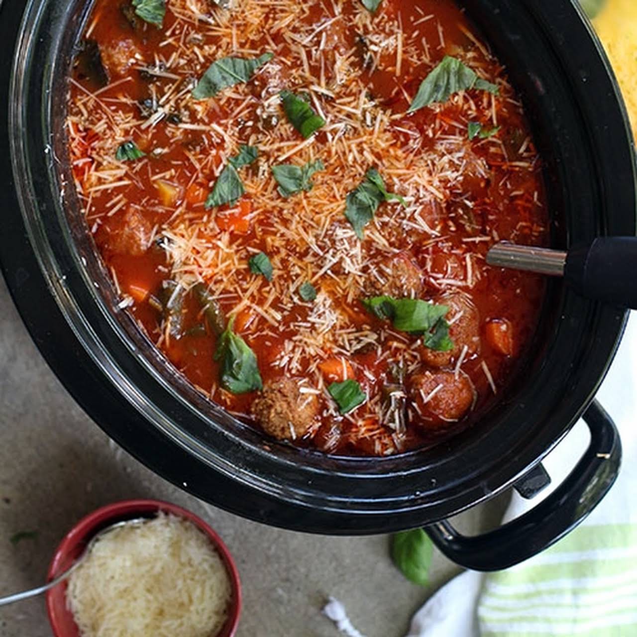 Slow Cooker Meatball Veggie Soup