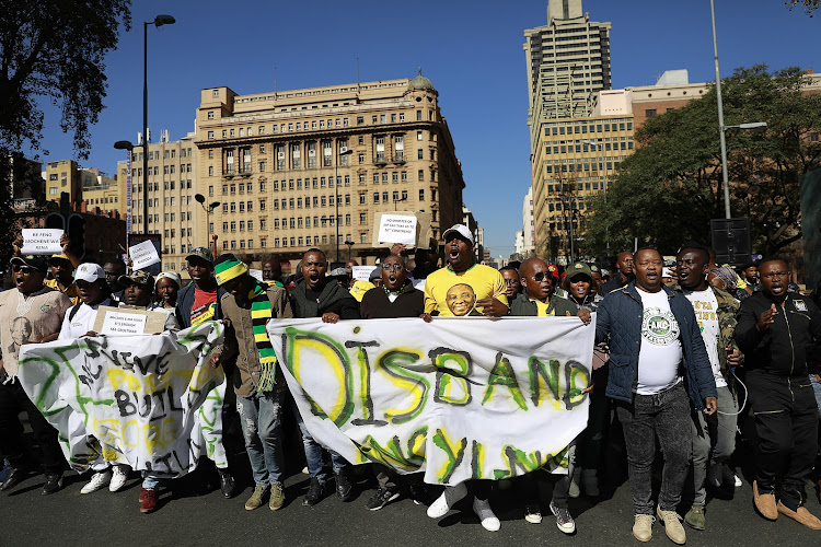 ANC Youth League members picketed outside Luthuli House in Johannesburg on Tuesday demanding the disbandment of the current NEC.