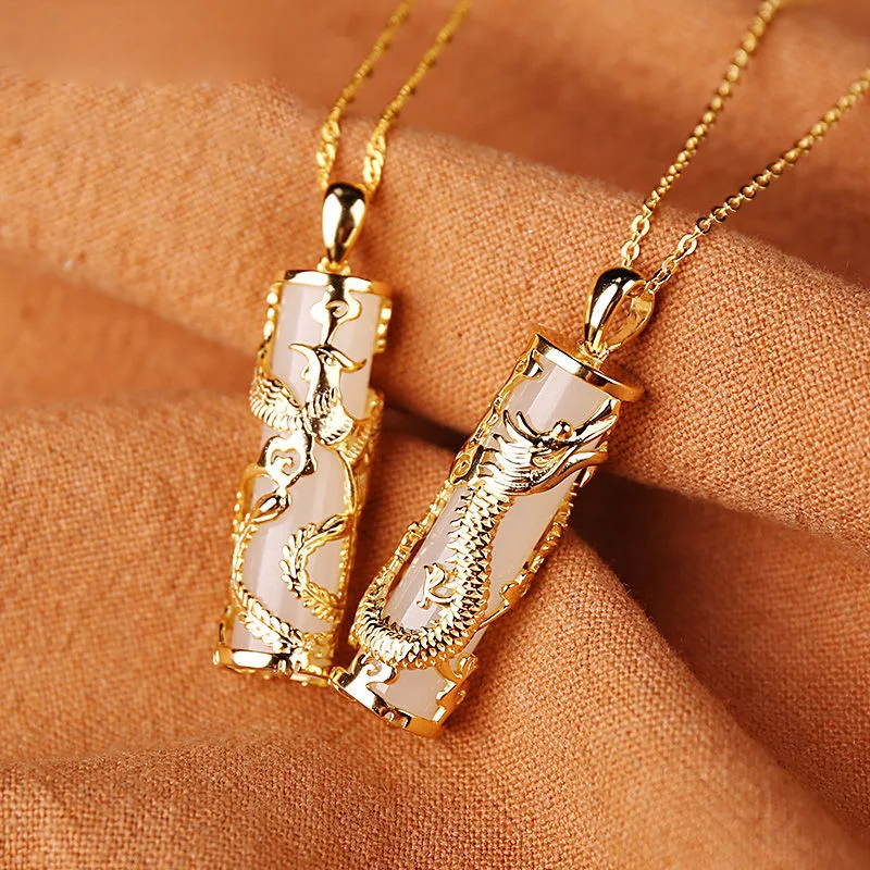Title 5, Collier élégant en jade Fashion Personality. Re...