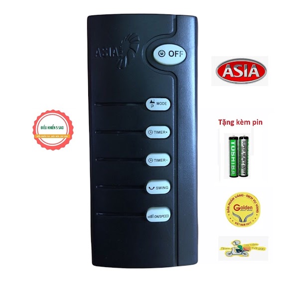 Điều Khiển Quạt Asia Màu Đen Chính Hãng - Tặng Kèm Pin - Remote Asia - Remote Quạt Asia Chính Hãng Nhà Máy Sản Xuất